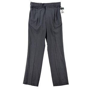 Sears Dress Pants Mens 32x32 Gray Classic Fit Microfiber Stretch Pleated NWT